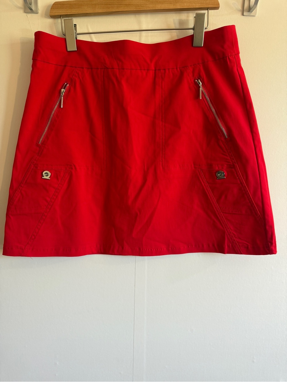 Simon Chang Red Stretch Skort Golf Tennis Utility Pocket Women’s 12 14